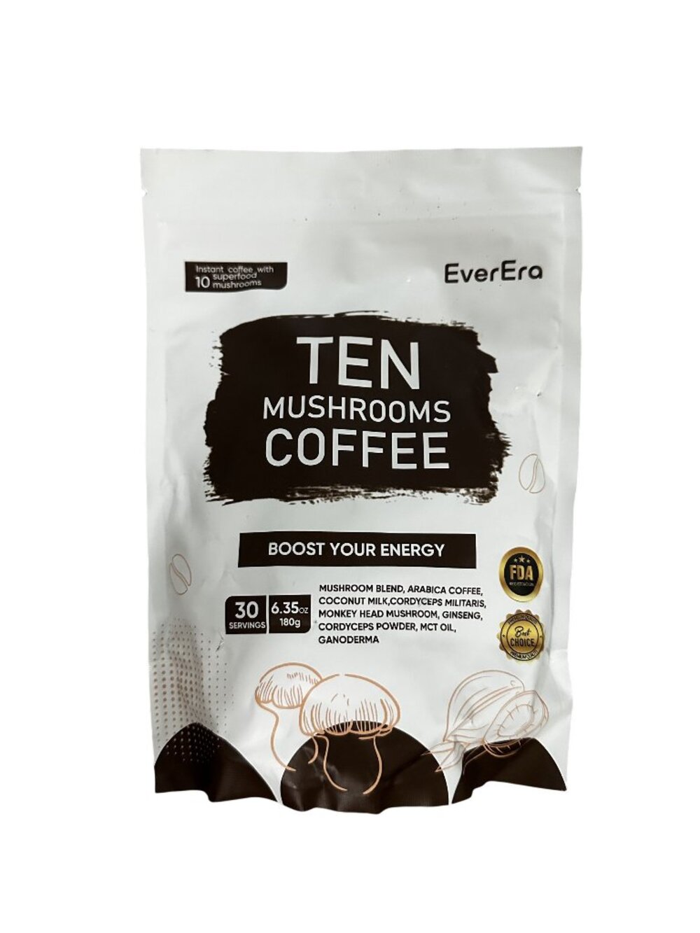 Organic Mushroom Coffee Lion's Mane MCT Oil Instant Blend 30 Servings